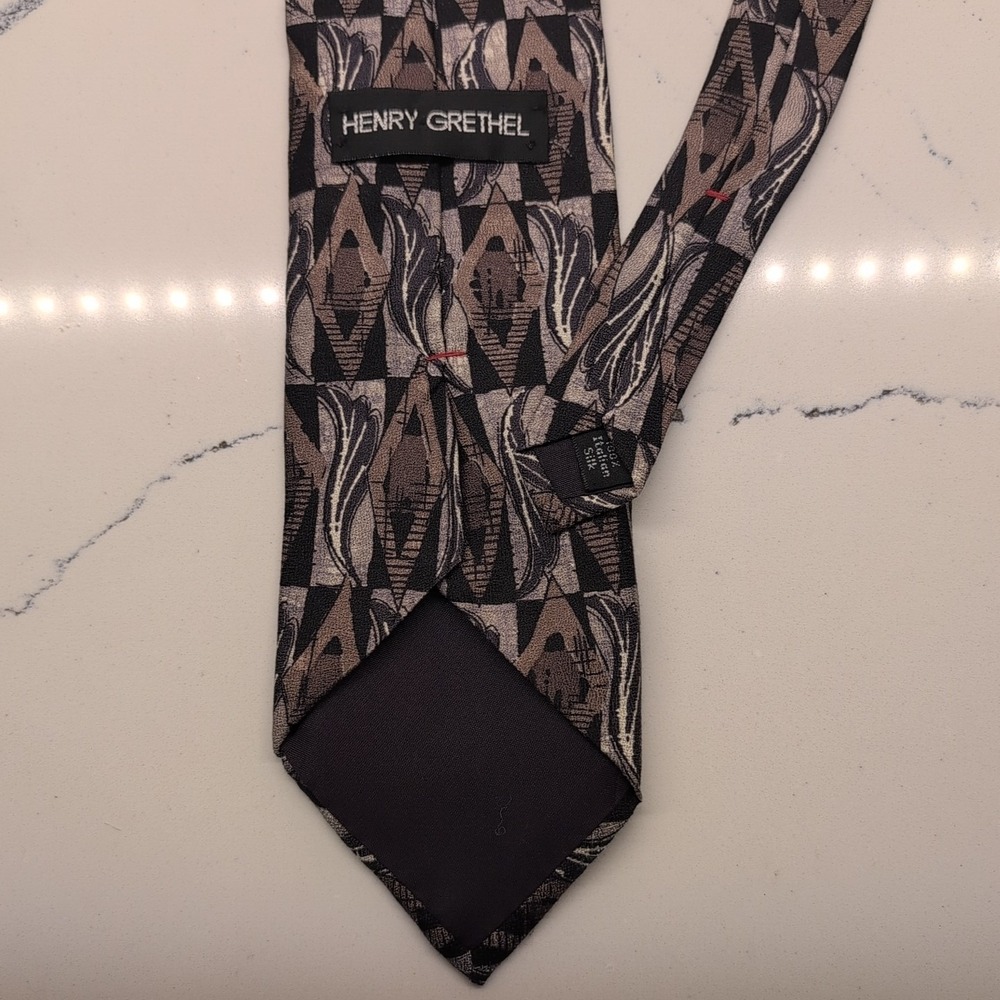 Henry Grethel Vintage 100% Italian Silk Art Deco Men's Suit Neck Tie‎ Rockabilly